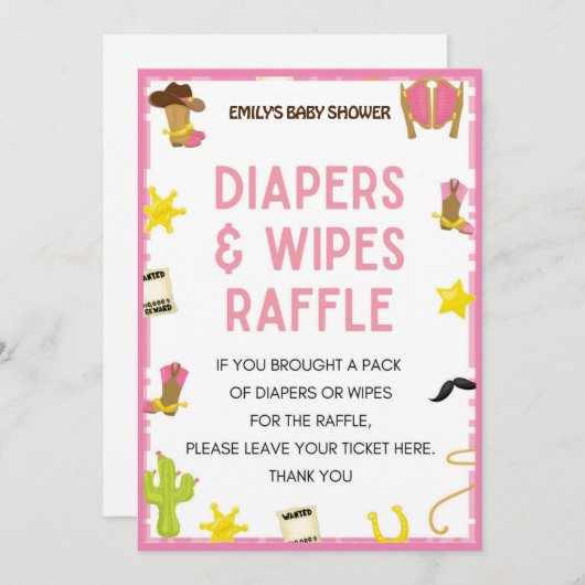 Cowgirl Baby shower Game - Editable Name, 5x7 size Kaart (Voorkant / Achterkant)