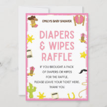 Cowgirl Baby shower Game - Editable Name, 5x7 size