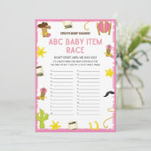 Cowgirl Baby shower Game - Editable Name, 5x7 size Kaart (Staand voorkant)