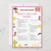 Cowgirl Baby shower Game - Editable Name, 5x7 size Kaart (Voorkant)