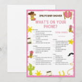 Cowgirl Baby shower Game - Editable Name, 5x7 size Kaart (Voorkant / Achterkant)