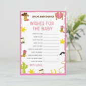 Cowgirl Baby shower Game - Editable Name, 5x7 size Kaart (Staand voorkant)