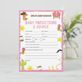Cowgirl Baby shower Game - Editable Name, 5x7 size Kaart (Staand voorkant)