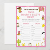 Cowgirl Baby shower Game - Editable Name, 5x7 size Kaart (Voorkant / Achterkant)