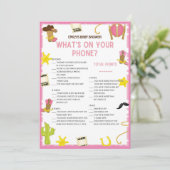 Cowgirl Baby shower Game - Editable Name, 5x7 size Kaart (Staand voorkant)