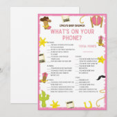 Cowgirl Baby shower Game - Editable Name, 5x7 size Kaart (Voorkant / Achterkant)