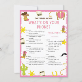 Cowgirl Baby shower Game - Editable Name, 5x7 size Kaart