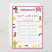 Cowgirl Baby shower Game - Editable Name, 5x7 size Kaart (Voorkant / Achterkant)