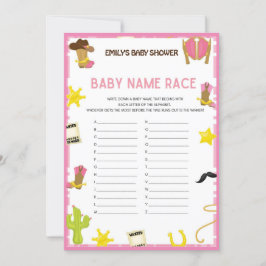 Cowgirl Baby shower Game - Editable Name, 5x7 size Kaart