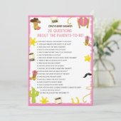 Cowgirl Baby shower Game - Editable Name, 5x7 size Kaart (Staand voorkant)
