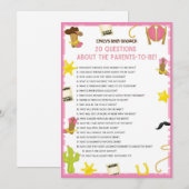 Cowgirl Baby shower Game - Editable Name, 5x7 size Kaart (Voorkant / Achterkant)