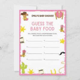 Cowgirl Baby shower Game - Editable Name, 5x7 size Kaart