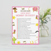 Cowgirl Baby shower Game - Editable Name, 5x7 size Kaart (Staand voorkant)