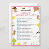 Cowgirl Baby shower Game - Editable Name, 5x7 size Kaart (Voorkant / Achterkant)