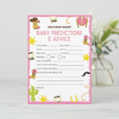 Cowgirl Baby shower Game - Editable Name, 5x7 size Kaart (Staand voorkant)