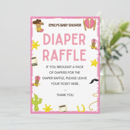 Cowgirl Baby shower Game - Editable Name, 5x7 size Kaart (Staand voorkant)