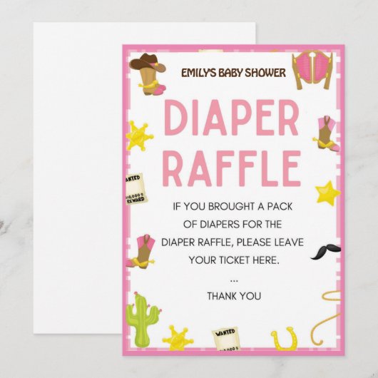 Cowgirl Baby shower Game - Editable Name, 5x7 size Kaart (Voorkant / Achterkant)