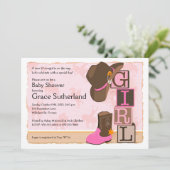 Cowgirl Baby shower-inwijking Kaart (Staand voorkant)