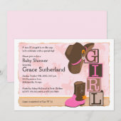 Cowgirl Baby shower-inwijking Kaart (Voorkant / Achterkant)