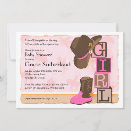 Cowgirl Baby shower-inwijking Kaart