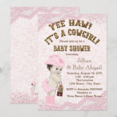 Cowgirl Baby shower Kaart (Voorkant / Achterkant)