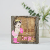 Cowgirl Baby shower Kaart (Staand voorkant)