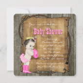 Cowgirl Baby shower Kaart (Achterkant)