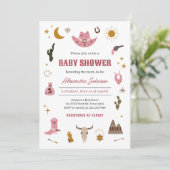 Cowgirl Baby shower Kaart (Staand voorkant)