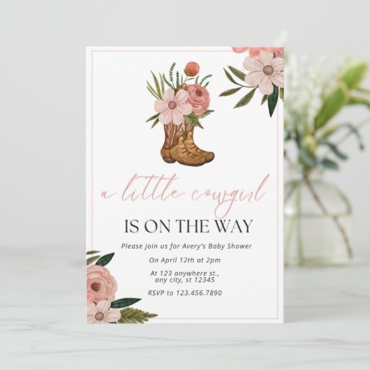 Cowgirl Baby shower Kaart (Staand voorkant)