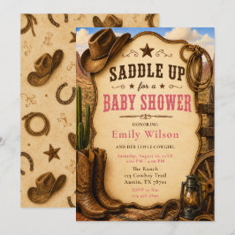 Cowgirl Baby Shower Kaart