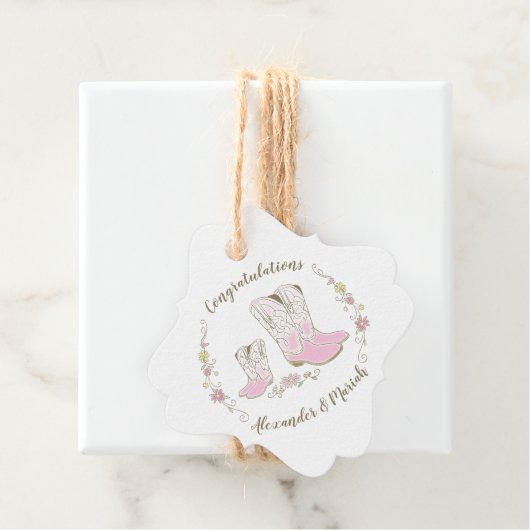 Cowgirl Baby shower Land Western roze meisje Bedankjes Labels (In situ)