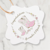 Cowgirl Baby shower Land Western roze meisje Bedankjes Labels (Voorkant)
