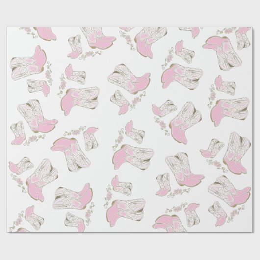 Cowgirl Baby shower Land Western roze meisje Cadeaupapier (Vlak)