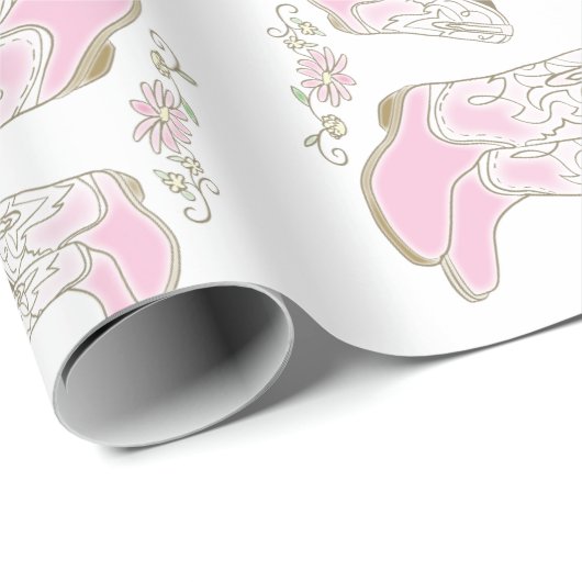 Cowgirl Baby shower Land Western roze meisje Cadeaupapier (Rol Hoek)