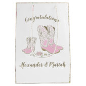 Cowgirl Baby shower Land Western roze meisje Medium Cadeauzakje (Achterkant)