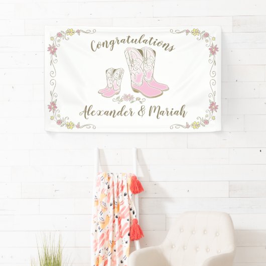 Cowgirl Baby shower Land Western roze meisje Spandoek (Insitu)