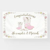 Cowgirl Baby shower Land Western roze meisje Spandoek (Horizontaal)