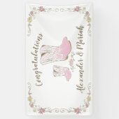 Cowgirl Baby shower Land Western roze meisje Spandoek (Verticaal)