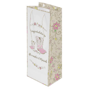 Cowgirl Baby shower Land Western roze meisje Wijn Cadeautas