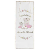 Cowgirl Baby shower Land Western roze meisje Wijn Cadeautas (Achterkant)