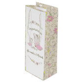 Cowgirl Baby shower Land Western roze meisje Wijn Cadeautas (Voorkant Gekanteld)