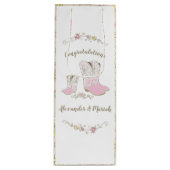 Cowgirl Baby shower Land Western roze meisje Wijn Cadeautas (Voorkant)