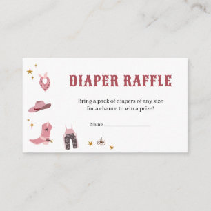 Cowgirl Baby shower Luier Raffle Informatiekaartje