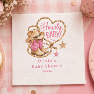 Cowgirl Baby Shower Papieren Servet