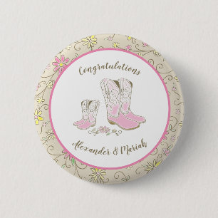 Cowgirl Baby shower Ronde Button 5,7 Cm