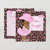 Cowgirl Baby shower Roze leopard Meisje Etnische Kaart (Voorkant / Achterkant)