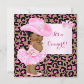 Cowgirl Baby shower Roze leopard Meisje Etnische Kaart (Voorkant)