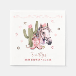 Cowgirl Baby shower servetten - Roze Western Thema
