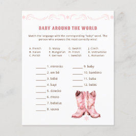 Cowgirl Baby shower spel – Baby rond de wereld