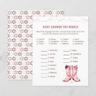 Cowgirl Baby shower spel – Baby rond de wereld